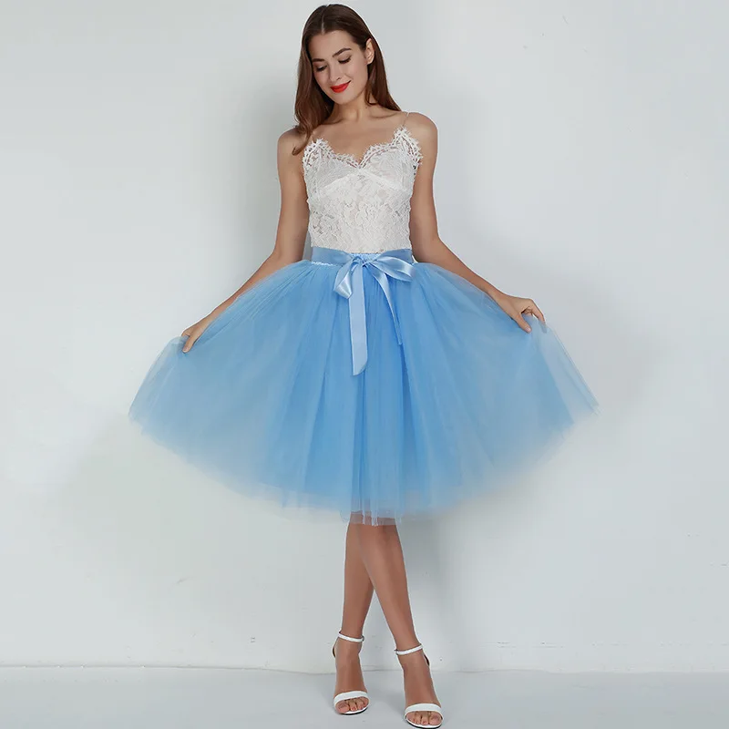 Summer Sexy 7 Layer Tulle Skirt Girls Sweet Cute Hollow Out Pleated Elegant Dance Mesh Formal Princess Tutu Skirts High Waist | Женская