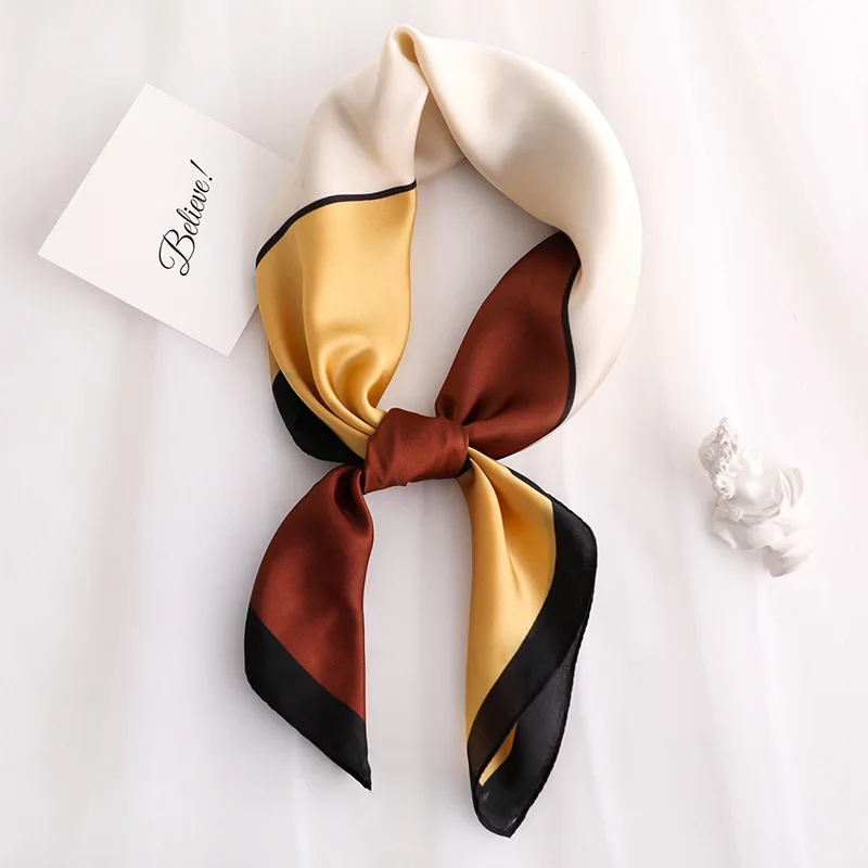 2020 New women's silk scarf fashion Color Block printed bandana lady square scarves soft bags SCARF shawl |