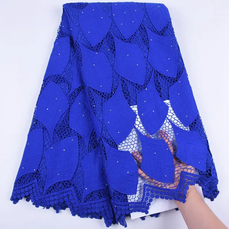 

Royal Blue Water Soluble African Cord Lace Fabric With Eyelet Guipure Lace Cord Lace Nigerian French Cord Lace For Party S1725