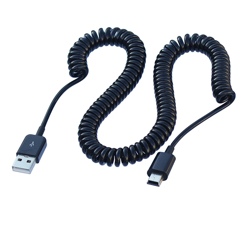 

Elbow Spring Coiled USB 2.0 Male to MINI USB 5PIN Data Sync Charger Cable