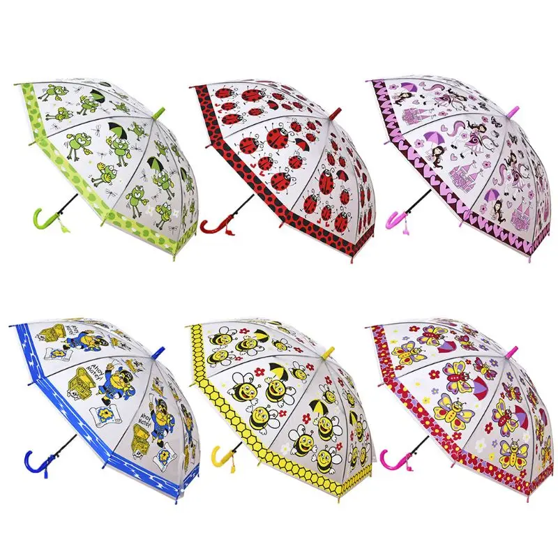 

Portable Long Handle Children Umbrella Creative Cartoon Kids Boys Girls Light Umbrellas