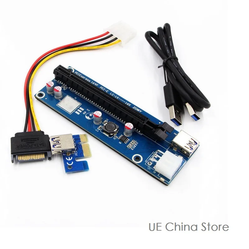 Conjuntos Pci-e Express Usb3.0 1x To16x Extensor Riser Cartão Adaptador Sata Cabo de Alimentação Placa Pcb 4 Cabos de computador e conectores