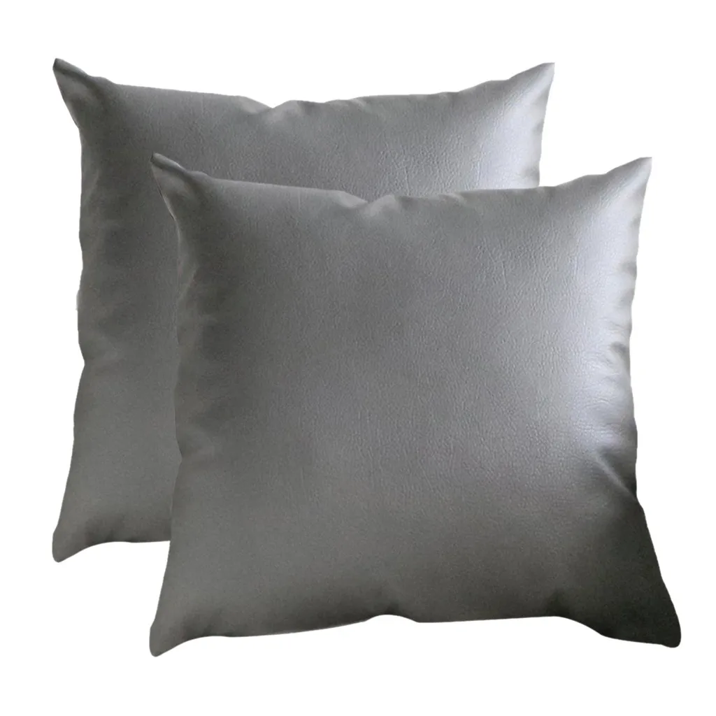 2pc Faux Leather Cushion Covers Home Decor Throw Pillowcase Sofa Luxury Solid Pillow Cover Cojines Decorativos Para Sofá | Дом и сад