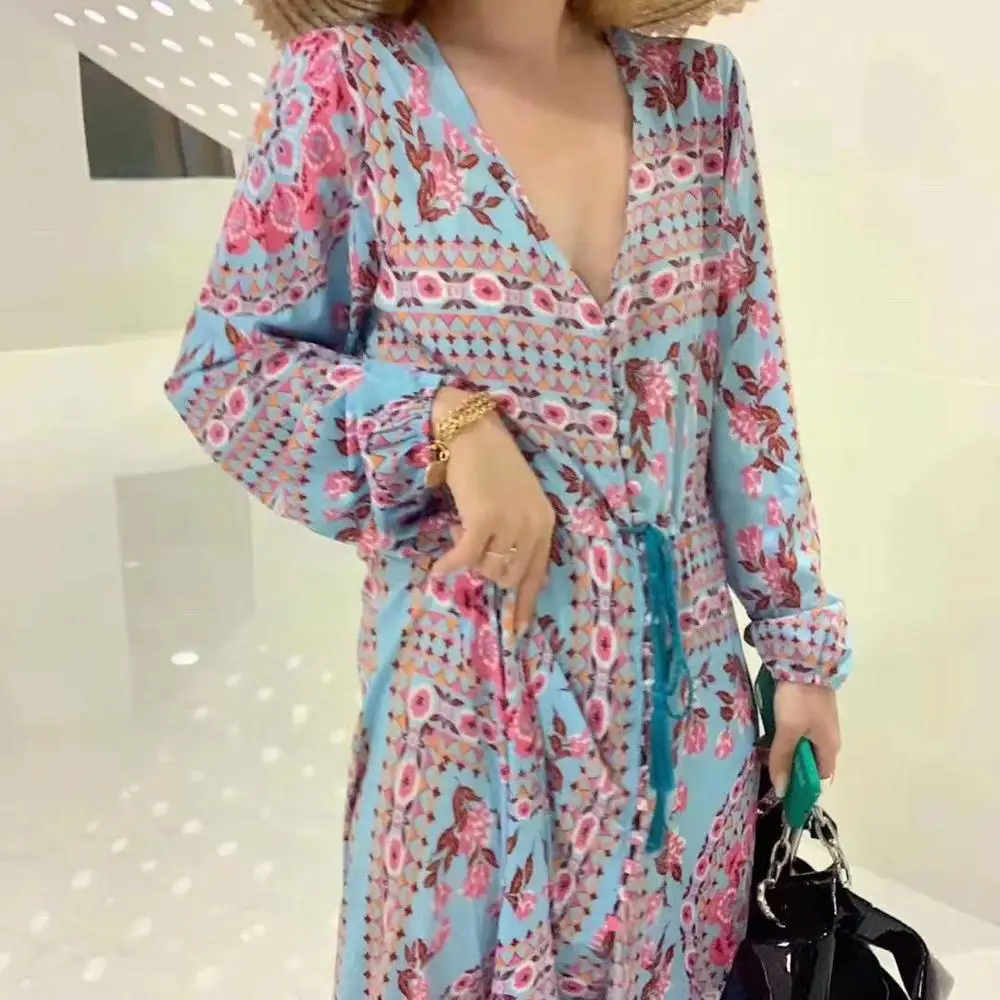 Женская джинсовая куртка xинтиandi Длинное Летнее шелковое пляжное платье | одежда