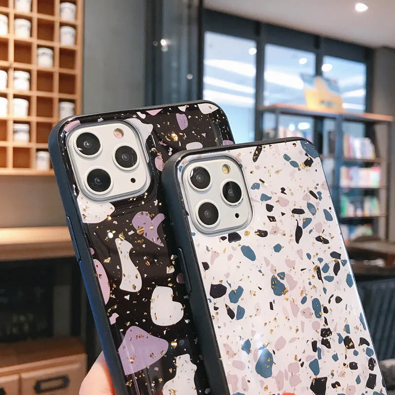 

Glitter Gold Foil Phone Case For Iphone 12 Pro Max Coque Iphone 11 Pro 12 Mini XS XR X 7 8 6 6S Plus SE2 Soft Epoxy Back Cover