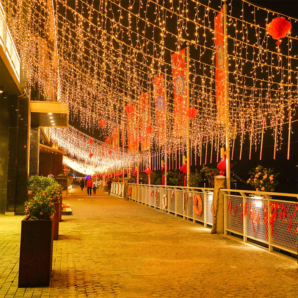 

LED Star Icicle String Light 8 Modes Romantic Christmas Atmosphere Curtain for Proposal Anniversary Supply Window Decoration