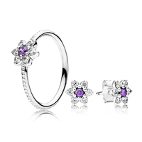 2020 new high quality 100 925 sterling silver original forget me not earrings ring women fashion exquisite gift set