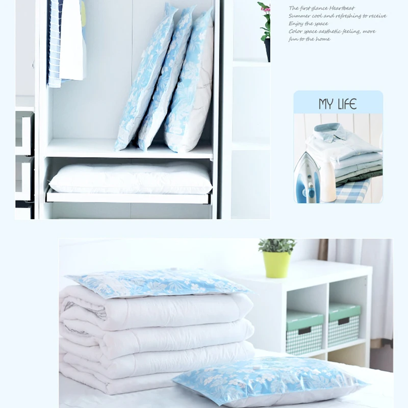 Вакуумный сжатый мешок для хранения одежды сумка с клапанной каймой складной