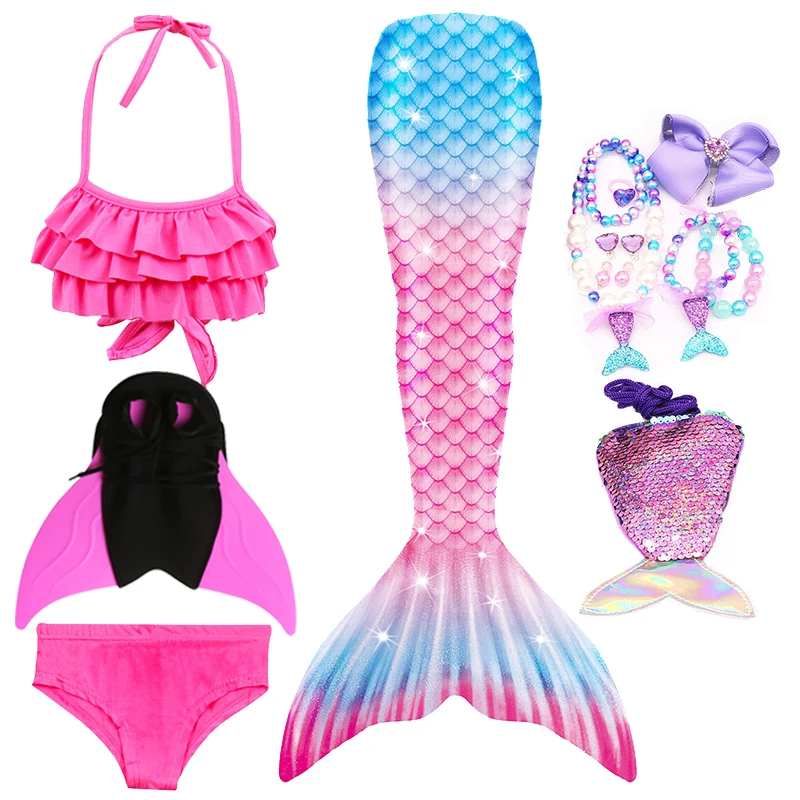 Детский купальный костюм хвост русалки для принцессы купальник бикини девочек