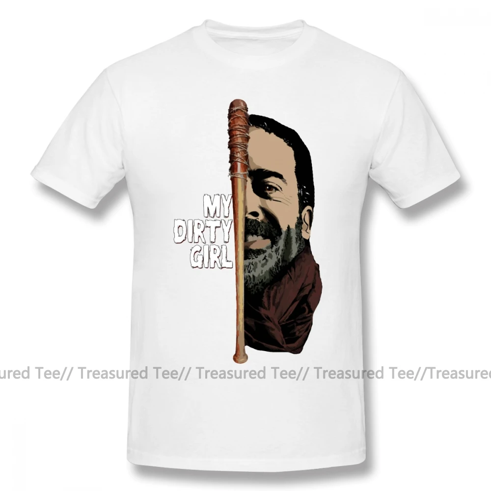 Футболка Negan Look At My Dirty Girl, футболка, модная футболка с принтом, забавная, 4xl, короткий рукав, 100 хлопок, Мужская футболка - Цвет: White