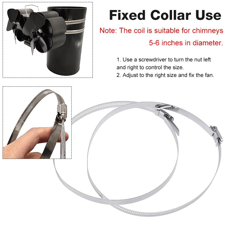 

Mounted Dual Head 4 Blade Heat Powered Stove Fan komin Log Wood Burner Eco Friendly Quiet Fan Home Efficient Heat Distribution