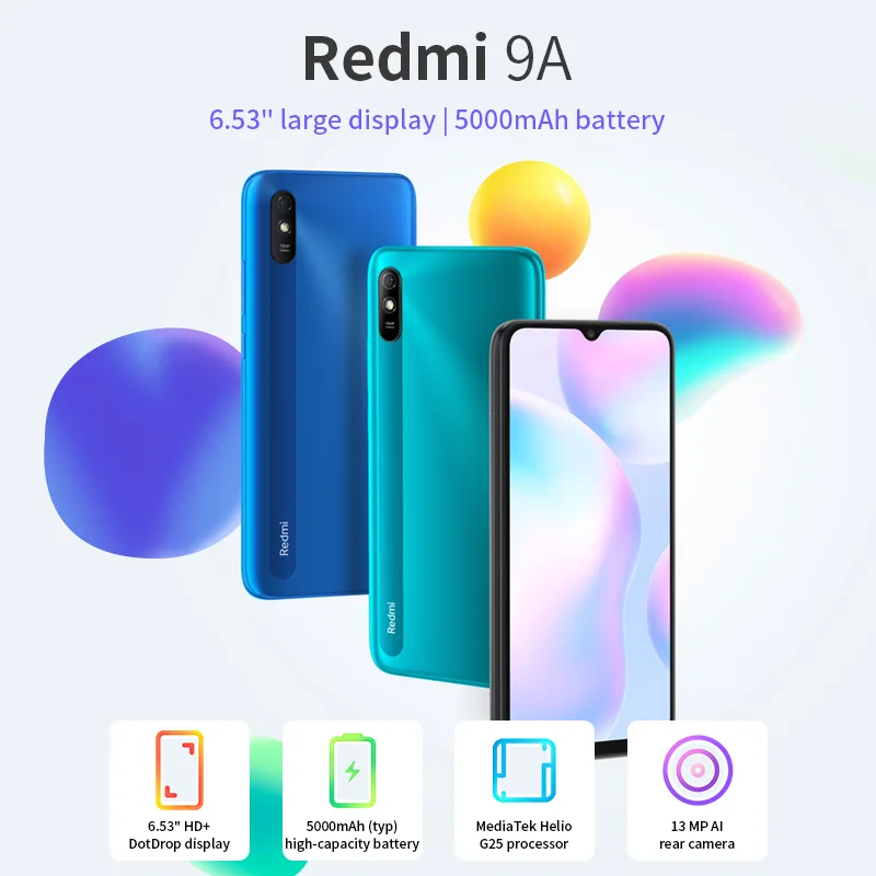 Xiaomi-SmartPhone Redmi 9A versi&oacute;n Global, 2GB + 32GB, MTK Helio G25, ocho n&uacute;cleos, c&aacute;mara ia de 13MP, pantalla HD de 6,53 pulgadas, 5000mAh-1