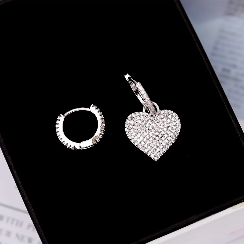 New Winter Delicate Silver CZ Zircon Crystal Pixel Heart Earrings Simple Silver Color Drop Earrings Women Jewelry Lover Jewelry