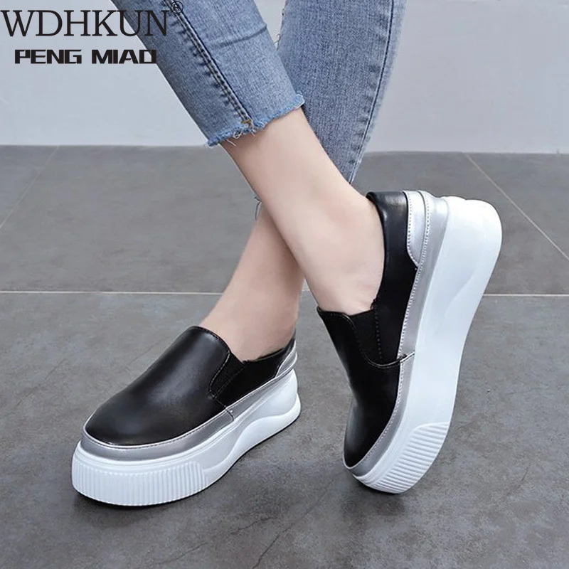 

Women Slip on Loafers Ladies Sewing Platform Vulcanized Shoes Woman PU Leather Fashion Casual Footwear Female Comfort Shoe 2020
