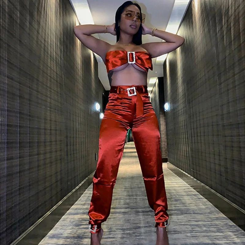 Сексуальный комплект из 2 предметов Женская праздничная одежда укороченный топ с