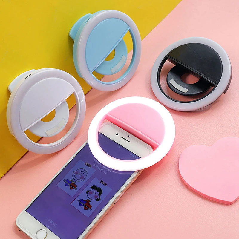 Rechargeable Selfie Ring Light Mobile Phone Selfie Light Clip-on Fill Light Selfie Ring LED Lamp Rotating Universal Selfie Ring