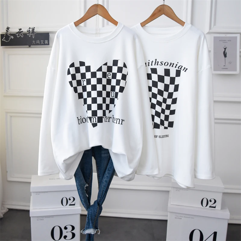 

Зимняя Женская Толстая Повседневная футболка с длинным рукавом, пуловеры, Модная хлопковая теплая футболка с графическим рисунком, большие...