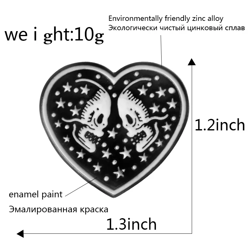 

Galaxy Soul Lover Enamel Pin Black Heart Skull Couple Punk Skeleton Badge Bag Clothes Lapel Pin Accessories Brooch For Lovers