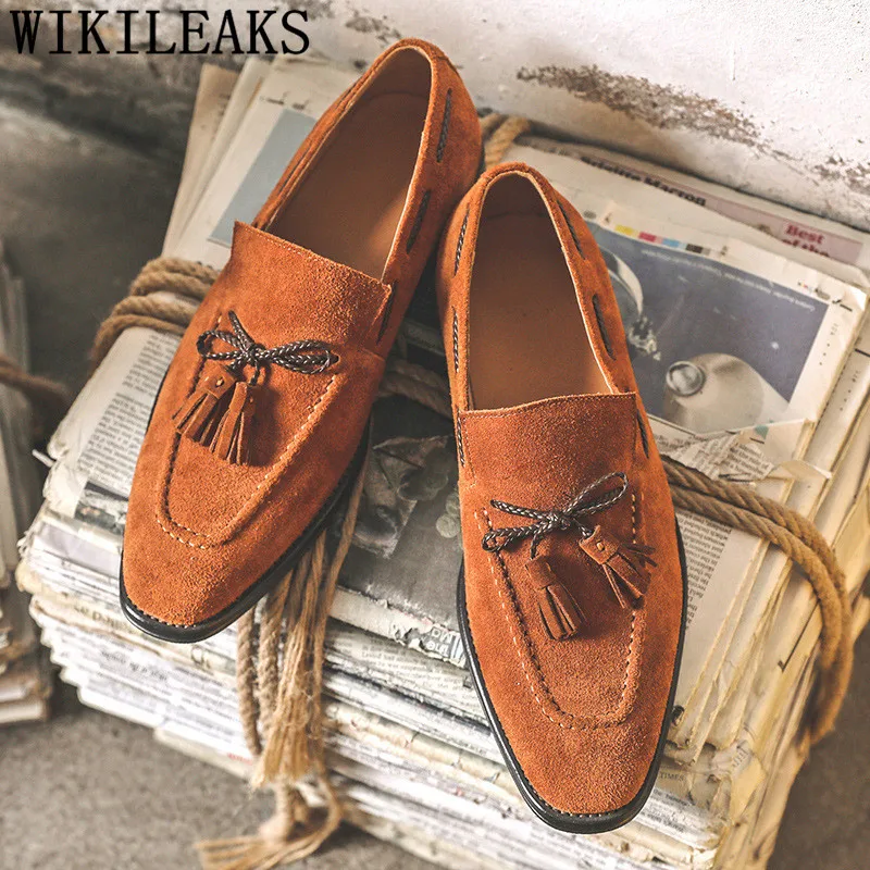 Формальные туфли мужские классические Лоферы деловые Sepatu Слипоны коричневые