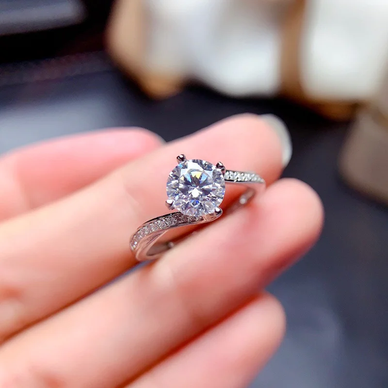Женское кольцо Moissanite вечерние кольца для помолвки подарок 1CT 6 5 мм VVS Lab