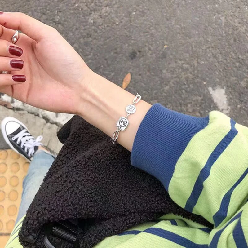 

Bracelets Fashion Simple Pretty for Women Handmade Cute Girl /Boy Face Bracelet Jewelry Adjustable Rope Bracelet Alloy Metal