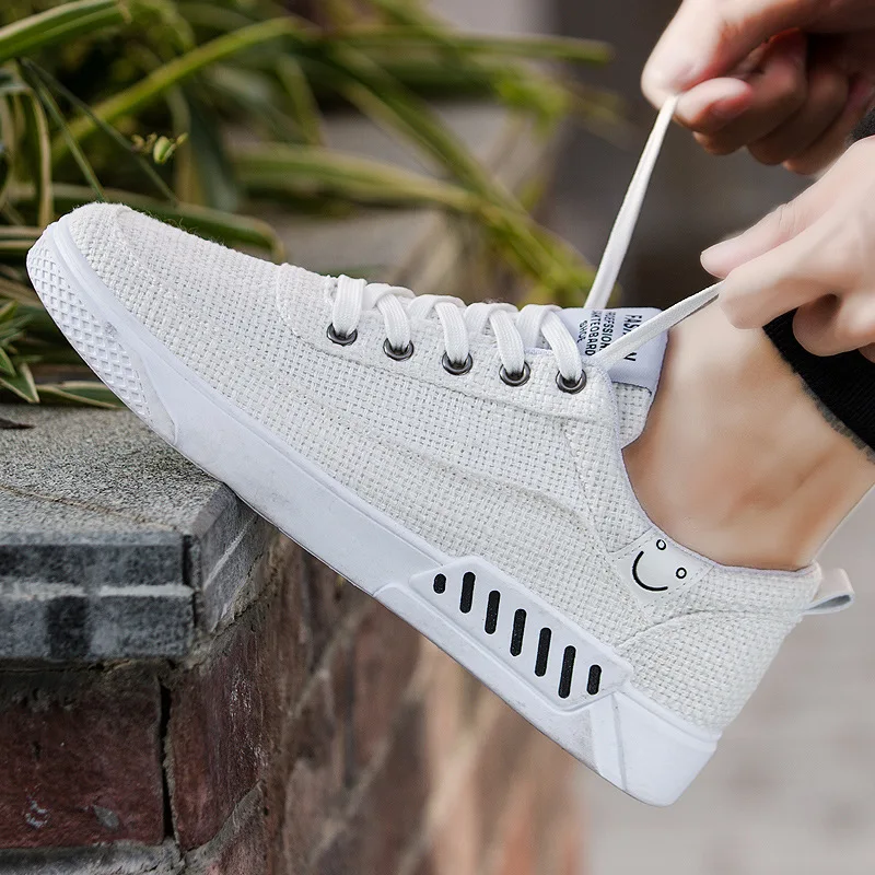 Мужская льняная парусиновая обувь дышащая повседневная модная мужская