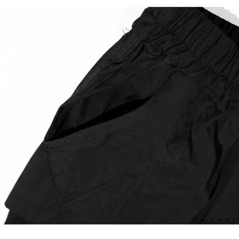 

Aolamegs Casual Shorts Men Ribbon Drawstring Cargo Pants Hip Hop High Street Streetwear Summer Solid Sweatshorts Pants All-match