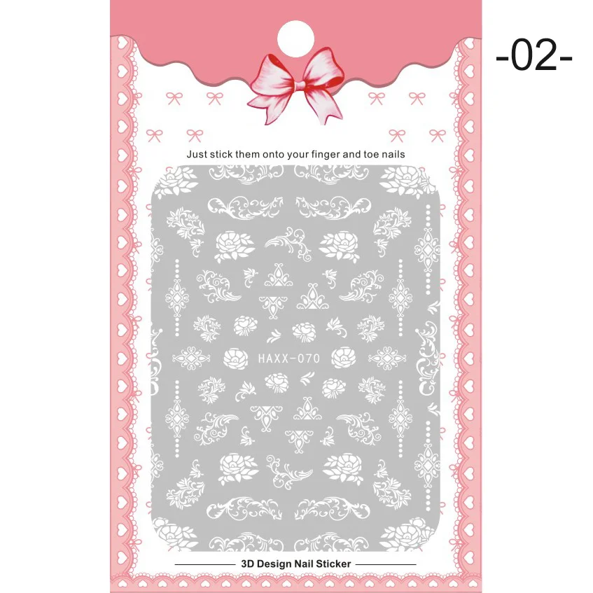 02 1 Pc Colorful Marple Leaf Black 3D Nail Sticker Nail Art Transfer Stickers Paper Nail Decorations DIY Designs Accessories - Color: 02