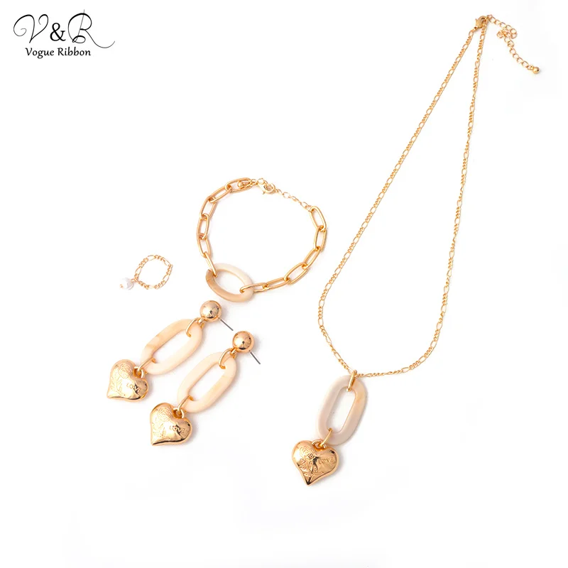 Новинка 2020 модный набор сделай сам ожерелье серьги браслет кольцо с золотой