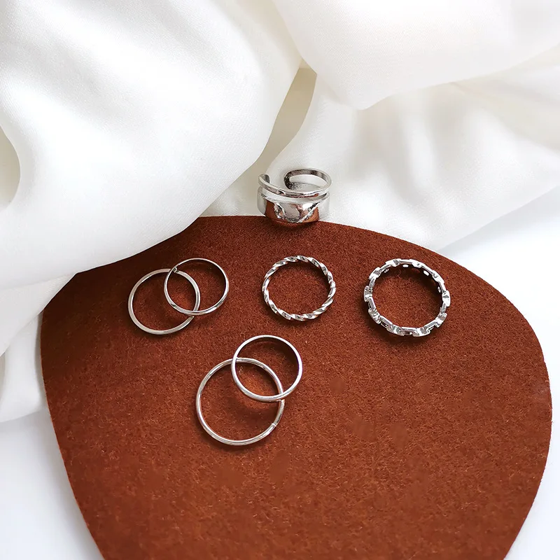 

7 Pcs/set Simple Thin Metal Chain Rings for Women Men Punk Jewelry Joint Knuckles Accessories Fashion Girls Party Gifts