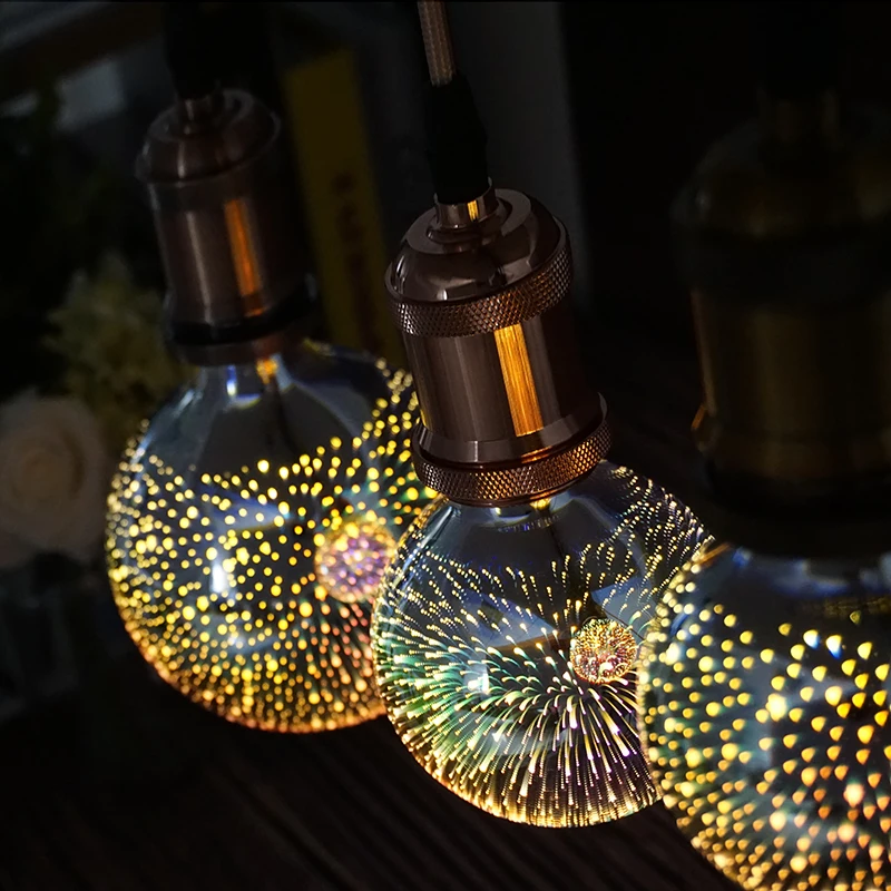 2pcs/lot Led Bulb Star Fireworks 3D E27 Vintage Edison Night Light 110V 220V A60 ST64 G80 G95 G125 Holiday Decoration Lighting | Освещение