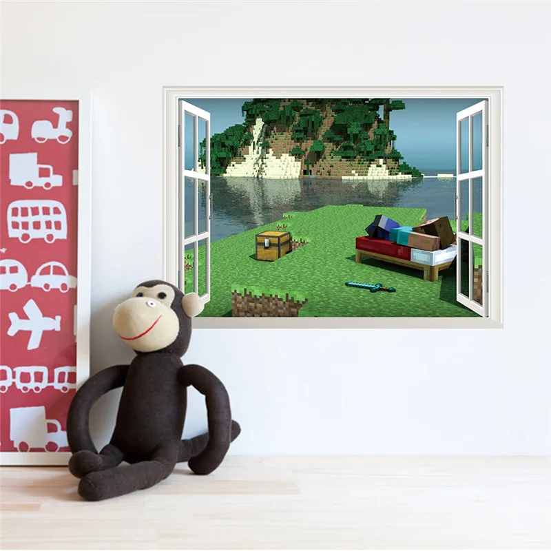 Мультфильм 3D яркие Популярные мозаика настенный игровой стикер для детской комнаты росписи Плакат домашний Декор Наклейки на стены квадратный мира