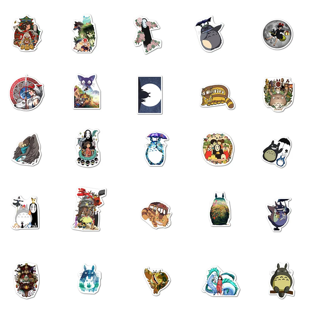 

100Pcs Japanese Anime Stickers Ghibli Hayao Miyazaki Totoro Spirited Away Princess Mononoke KiKi Student Stationery Sticker