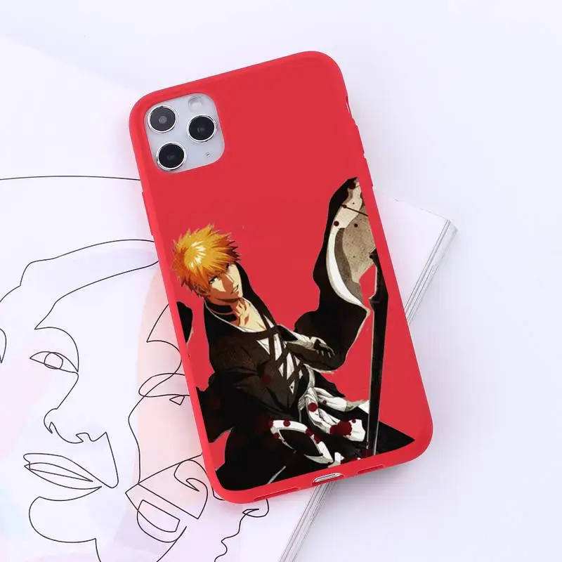 

Japanese Anime Bleach Phone Case Red Candy Color for iPhone 6 7 8 11 12 s mini pro X XS XR MAX Plus