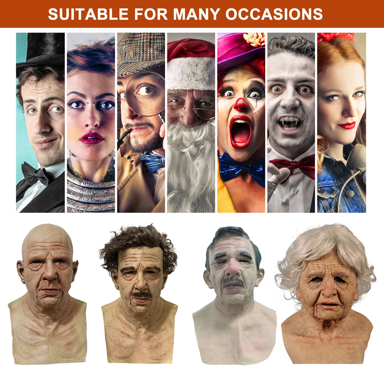 Halloween Headgear for Party Roleplay Cosplay Costume Props Realistic Scary Face Mask Decor | Дом и сад