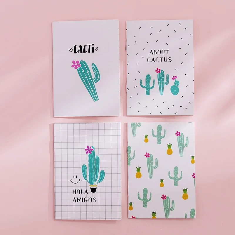 

4Pcs/lot Soft Cover Flamingo Cactus Notebook Diary Drawing Sketchbook Portable Notepad Excercise Book Memo Pad Stationery Gift