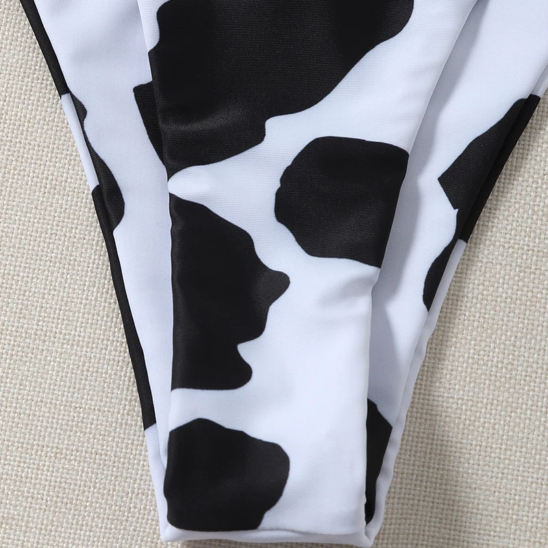 

JyoJyo Sexy cow Print bikinis 2021 mujer Bandeau swimsuit women High cut swimwear female bathing suit bathers swim suit Summer