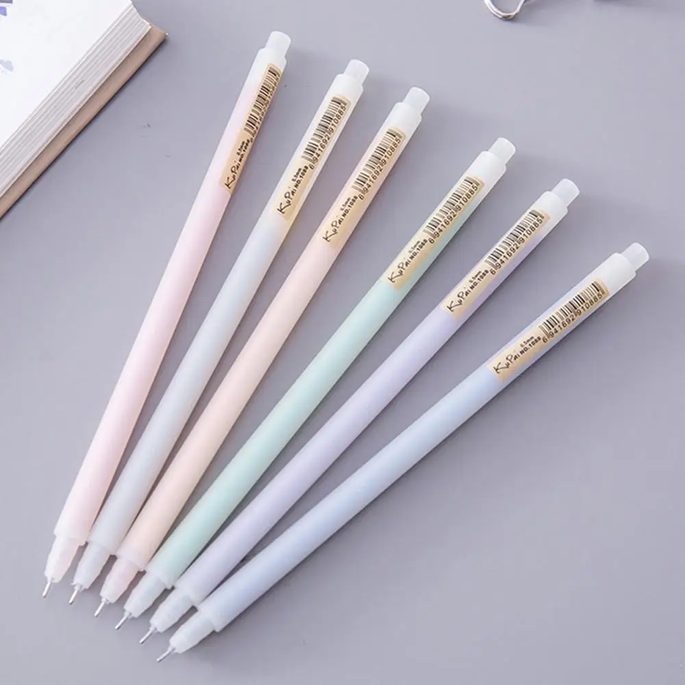 

6Pcs Cute Fresh Simple Style Student Transparent Signing Painting Gel Pens School Office Stationery Supplies Student Gift