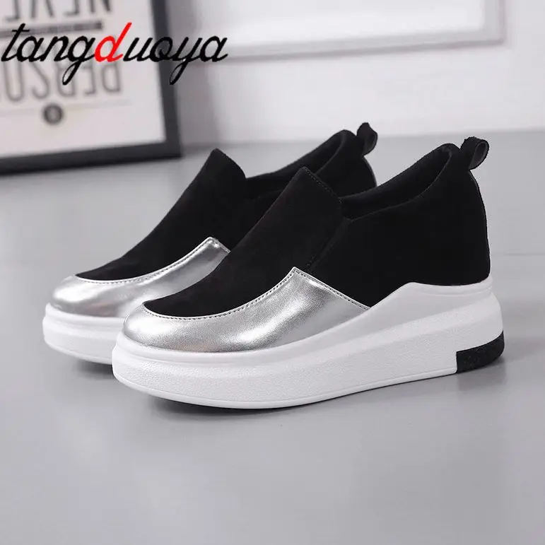 Туфли-лодочки женские на высокой платформе повседневная обувь танкетке белые