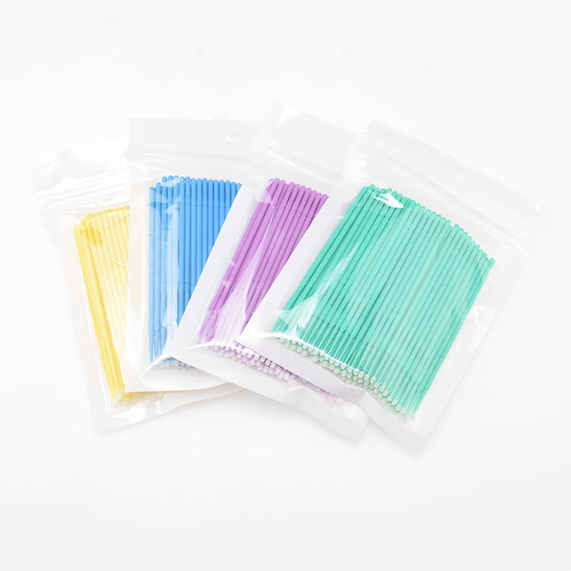 

100pcs Disposable Colorful Cotton Swabs Eyelash Brushes Cleaning Swab Hot Natural Eyelashes Remover Tattoo Microbrush Kit