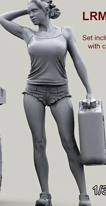 1/35 смолы модель фигурки девушка с топливным баком Неокрашенный 463 г - Цвет: one piece