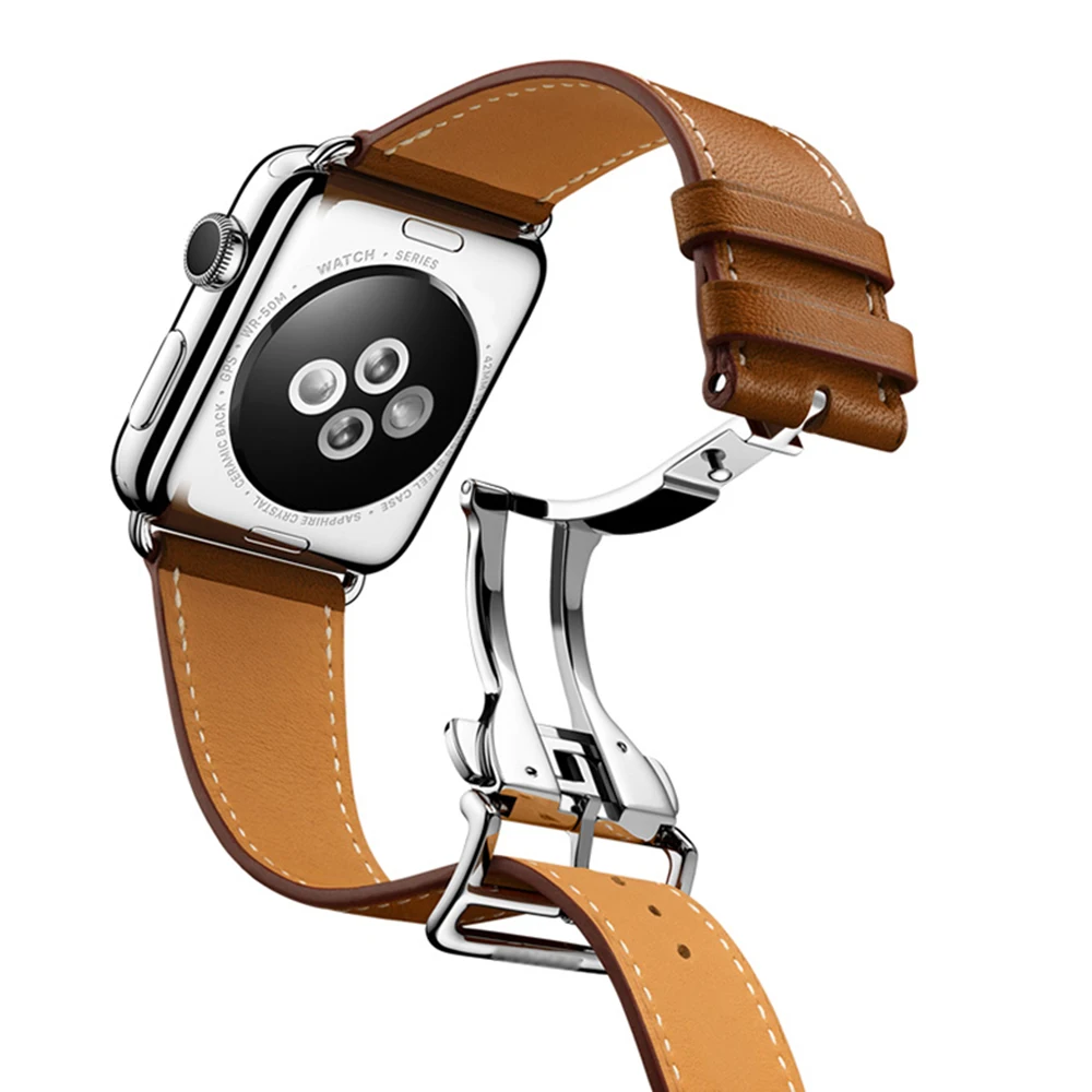 

Deployment Buckle band for Apple Watch 6 5 4 3 2 1 SE strap for iwatch belt Single Tour design Swift Leather 38/40 42/44mm