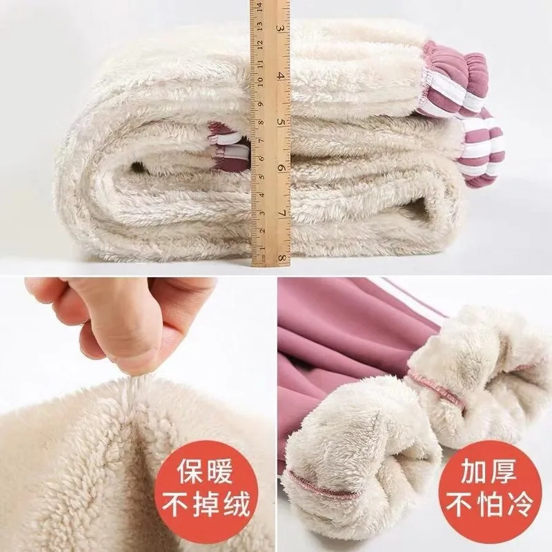 

2020 Autumn Winter Women Loose Plus Velvet Sport Sweatpants Lady Workout Fleece Thick Warm Pants Female Workout Pants
