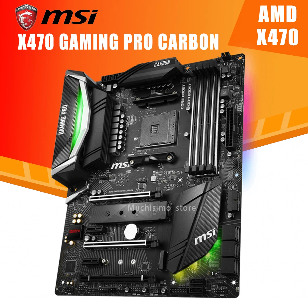 Günstig Buchse AM4 MSI X470 GAMING PRO CARBON Motherboard DDR4 64GB PCI-E 3,0 M.2 SATA USB 3,1 HIFI Desktop X470 Placa-Mãe AM4 ATX