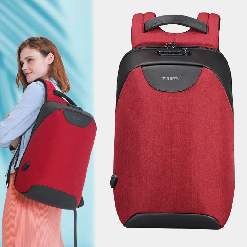 

Нет ключа Анти-кражи кодовый замок модные женские рюкзаки 15,6 дюймов USB зарядный рюкзак для ноутбука женский рюкзак 18L колледж школьный рюкза...