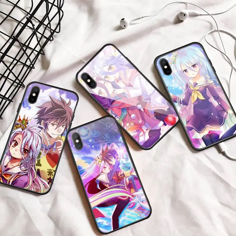 

No Game NO Life anime Phone Case Tempered glass For iphone 5C 6 6S 7 8 plus X XS XR 11 PRO MAX