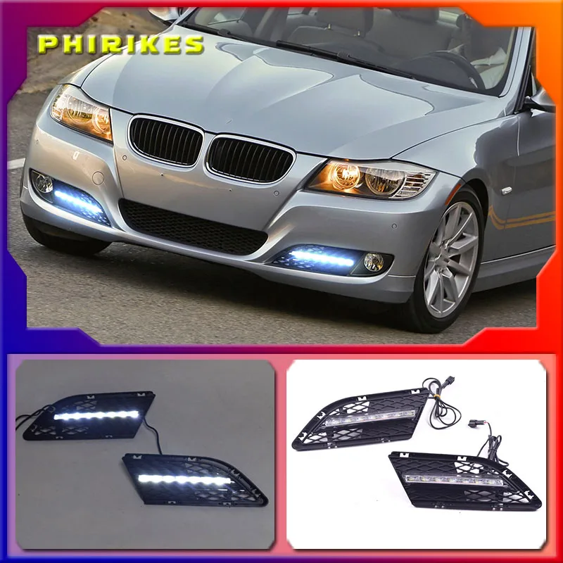 

Светодиодные дневные ходовые огни, 2 шт., для автомобилей BMW E90 3 серии 328i 320i 323i 325i 330i 2010 2011 2012, дневные ходовые огни, противотуманные фары
