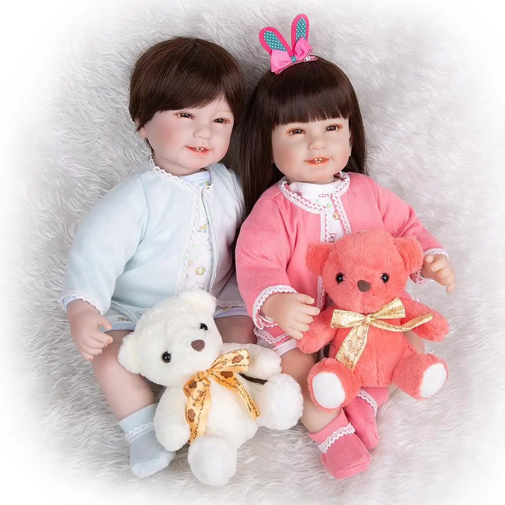 

KEIUMI 22 Inch Reborn Dolls Babies Twins Lifelike Cloth Body Educational Newborn Baby Doll Toy For Boy Kid Palymate