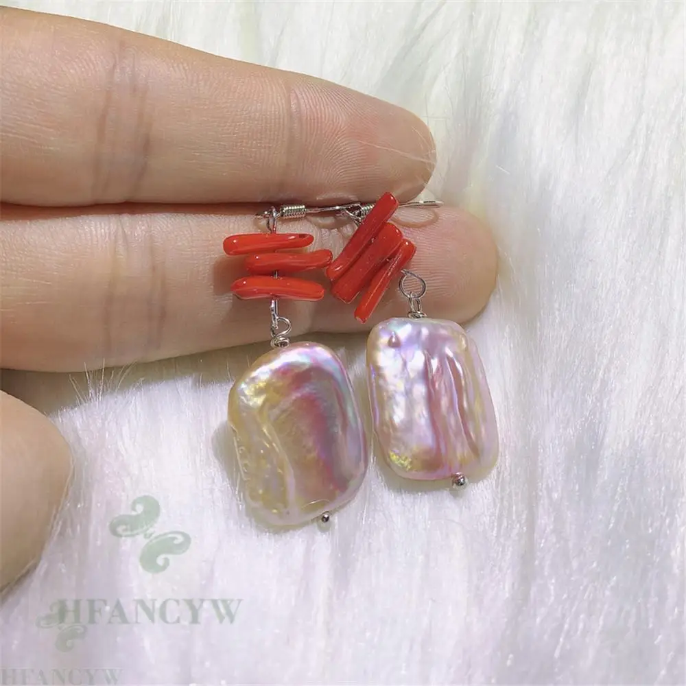 Color Baroque Pearl Earring Silver  Ear Drop Dangle Party Jewelry Accessories Cultured Wedding