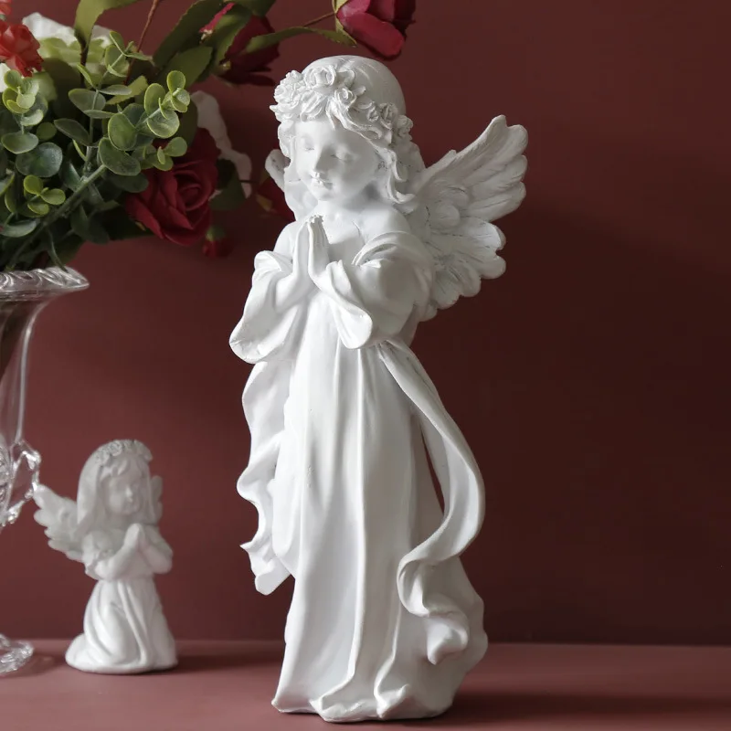 

Статуэтка молитвенного ангела из смолы, статуэтки для украшения дома, миниатюрные настольные украшения для гостиной в европейском стиле, м...